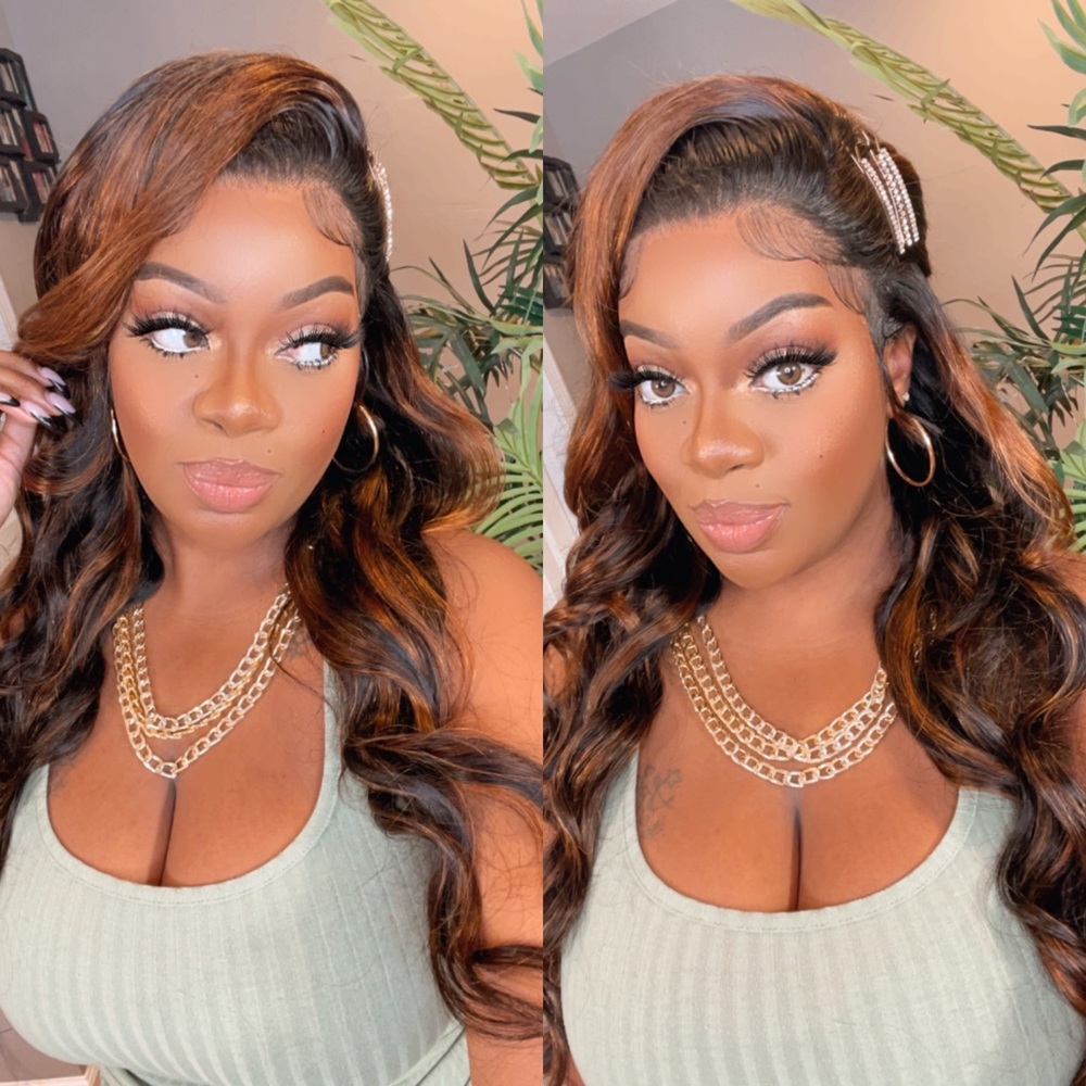 24" Highlight Ombre Body Wave 13x4 Lace Front Wig - MsCoco Hair